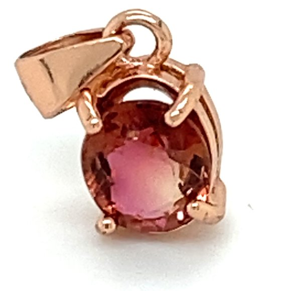 Red Tourmaline .80ct Rose Gold Silver Pendant - Picture 7 of 7